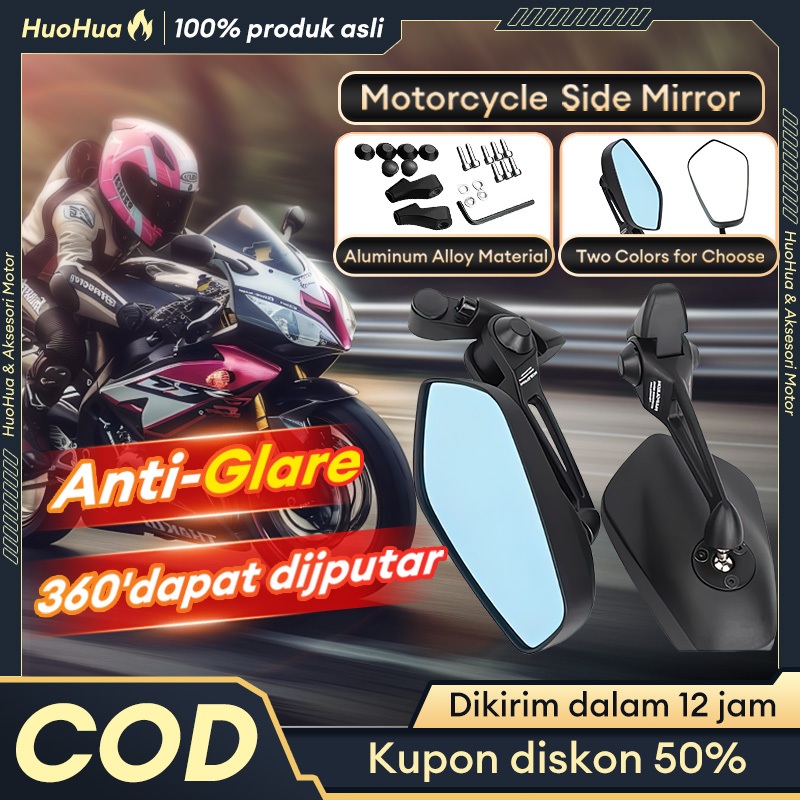 Spion variasi motor biru dan putih anti silau/dapat diputar 360 derajat/Cermin HD vario 125 PCX 160