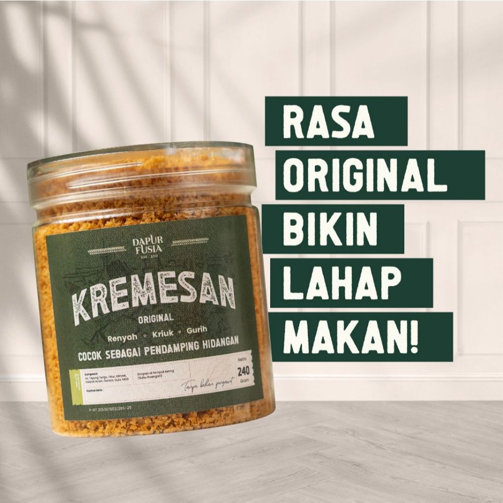 

Kremesan FUSIA Original 240 G PREMIUM PENDAMPING MAKANAN SNACK TABUR