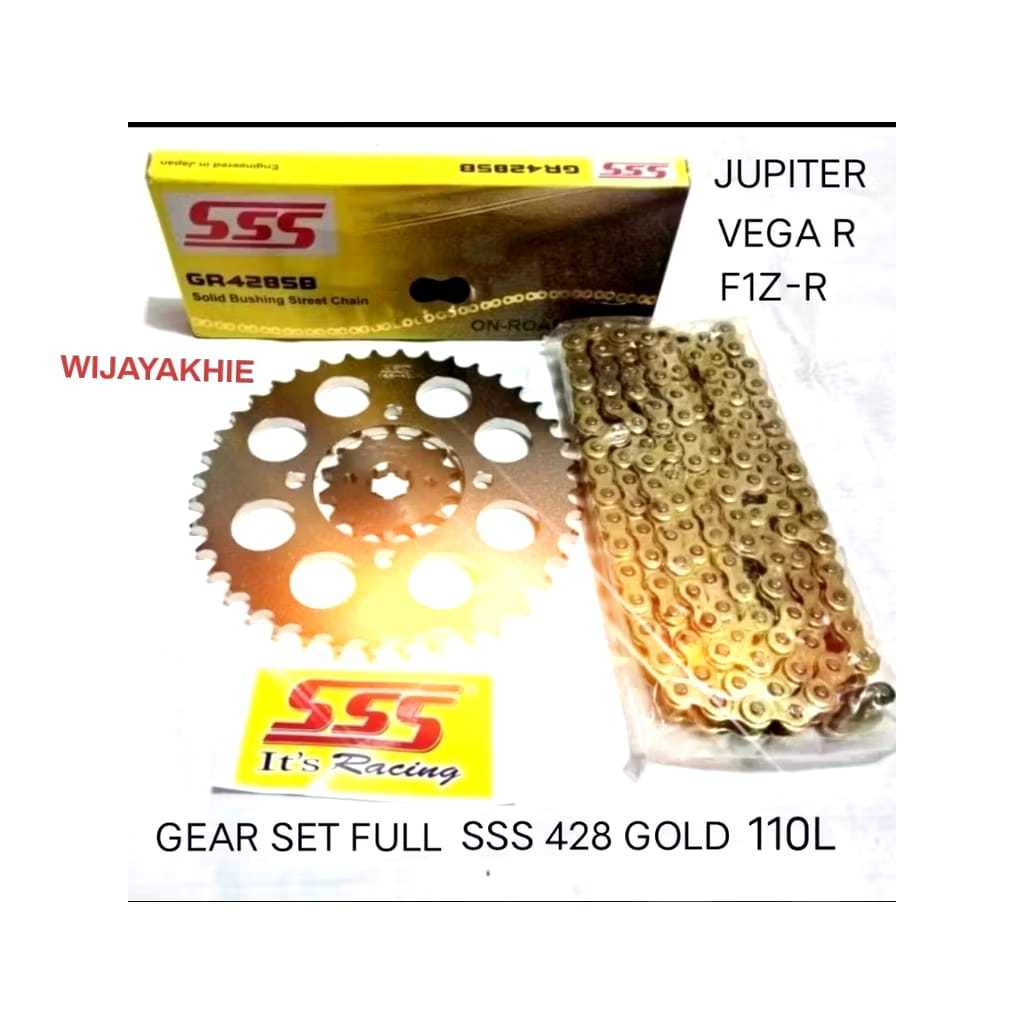 Gear Set FULL SSS 428 RX King / Jupiter / Vega / F1Z-R Paketan Rantai SSS 428 GOLD 110L Dengan Pilih