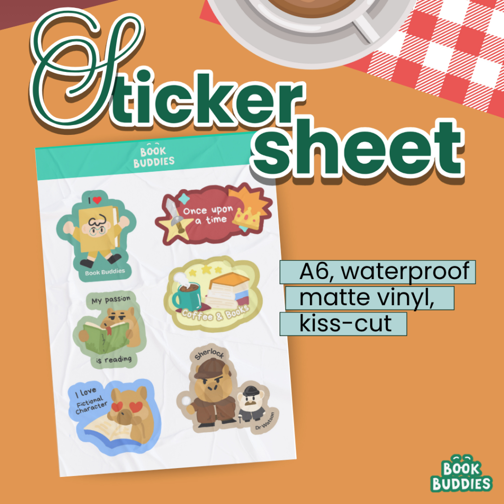

Book Buddies Sticker Sheets – Stiker Buku A6 Vinyl Matte Anti Air