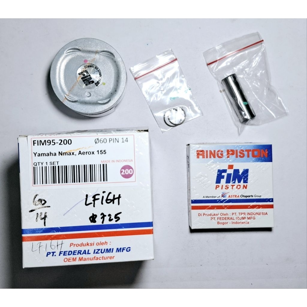 Piston kit /Seher Fim Nmax ,Aerox 155 ukuran 60 pen 14