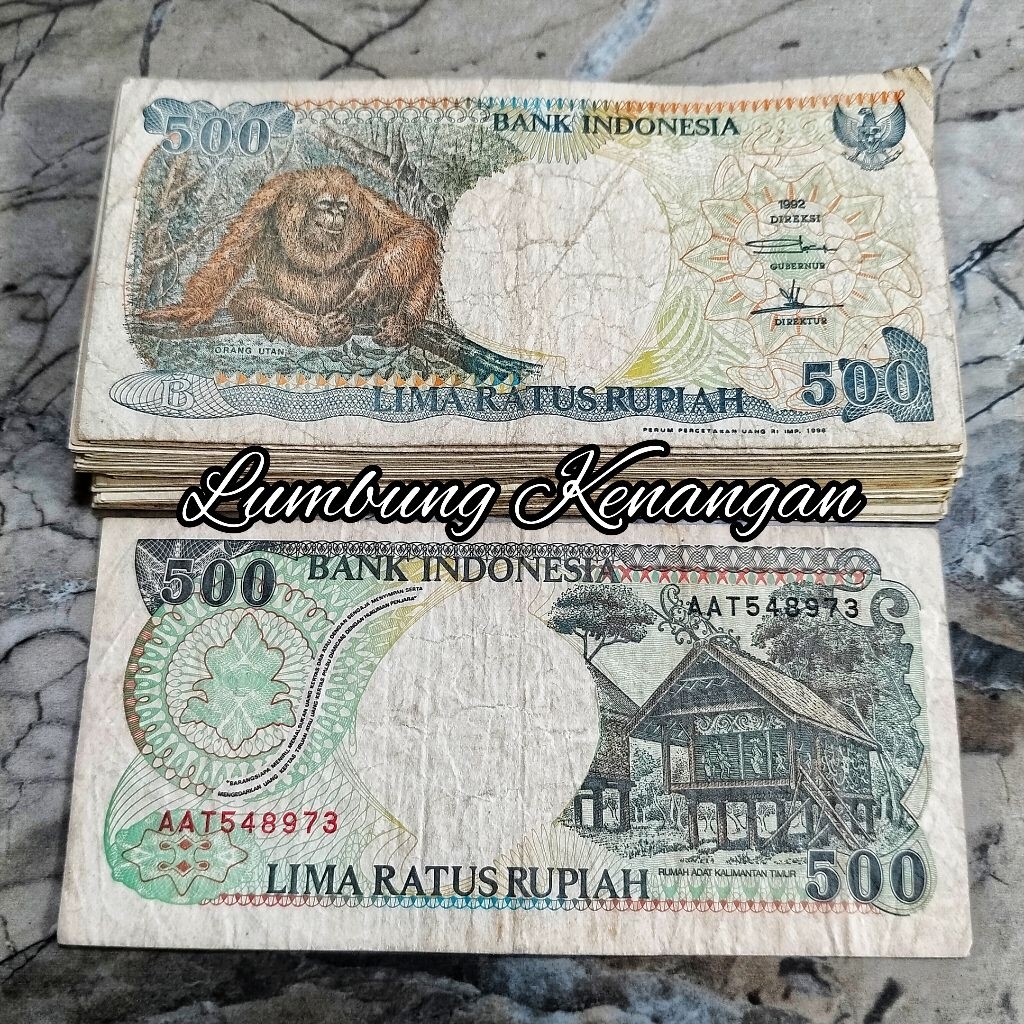 uang kuno 500 Rupiah Orang utan tahun 1992