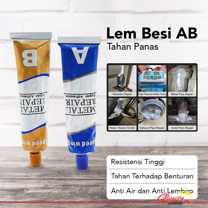 Lem Epoxy AB 50gr Penambal Steel Metal Radiator Lem Anti Bocor