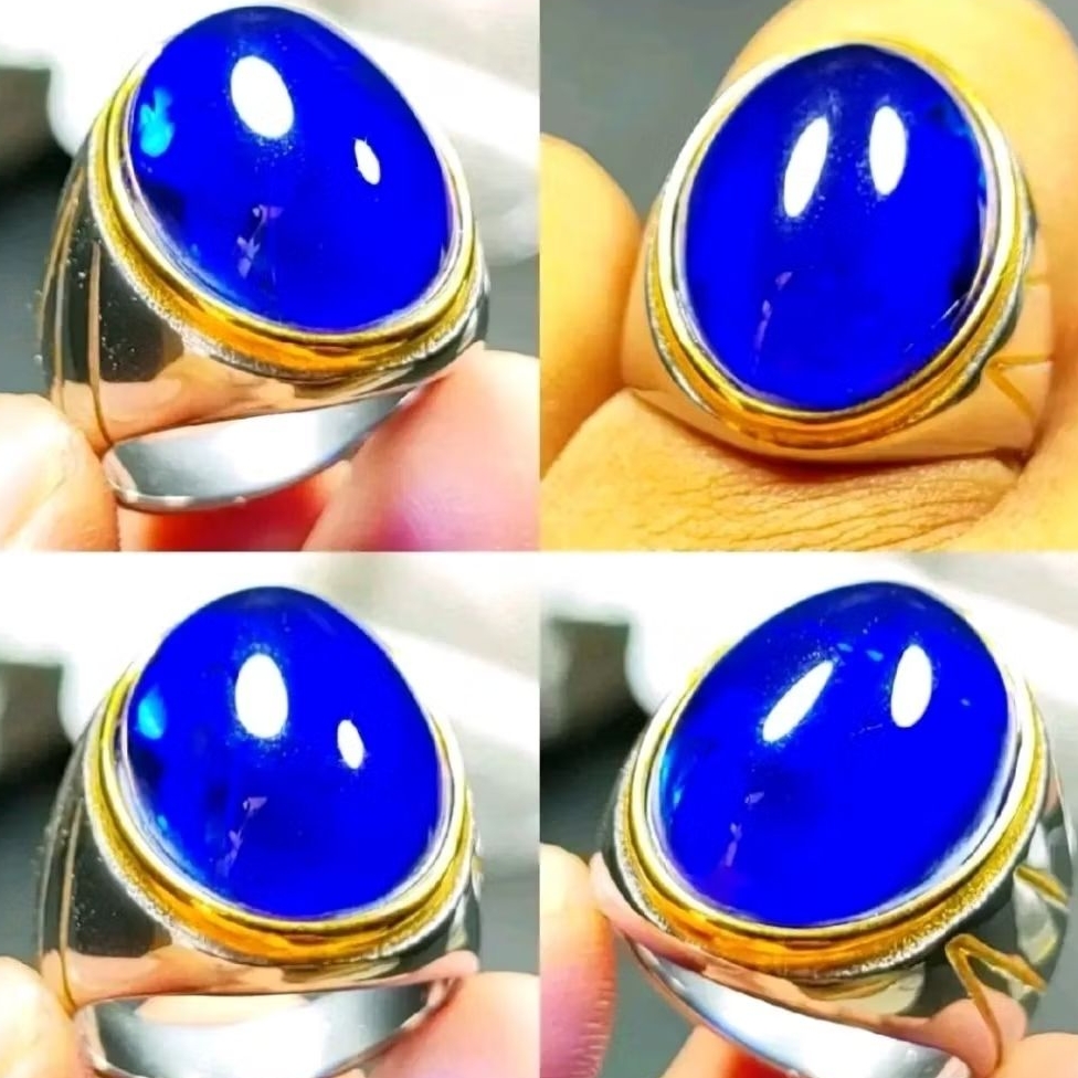 King safir cincin akik permata ring titanium super mewah
