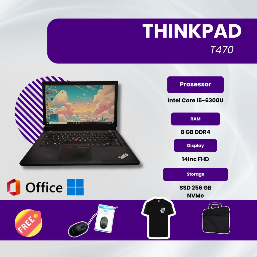 Laptop Thinkpad T470 Core i5 Gen 6 Ram 8GB