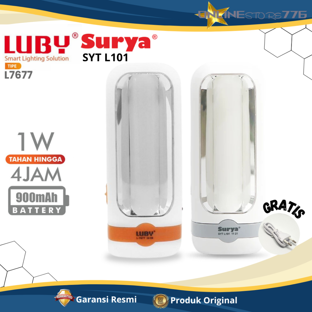 LAMPU EMERGENCY LUBY L7677 / LAMPU SENTER / EMERGENCY LAMP / SENTER LAMPU LED LUBY L7677 / RECHARGEA