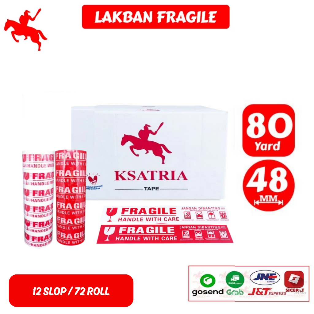 

1 DUS Lakban Fragile KSATRIA Tape 48mm x 80 Yard