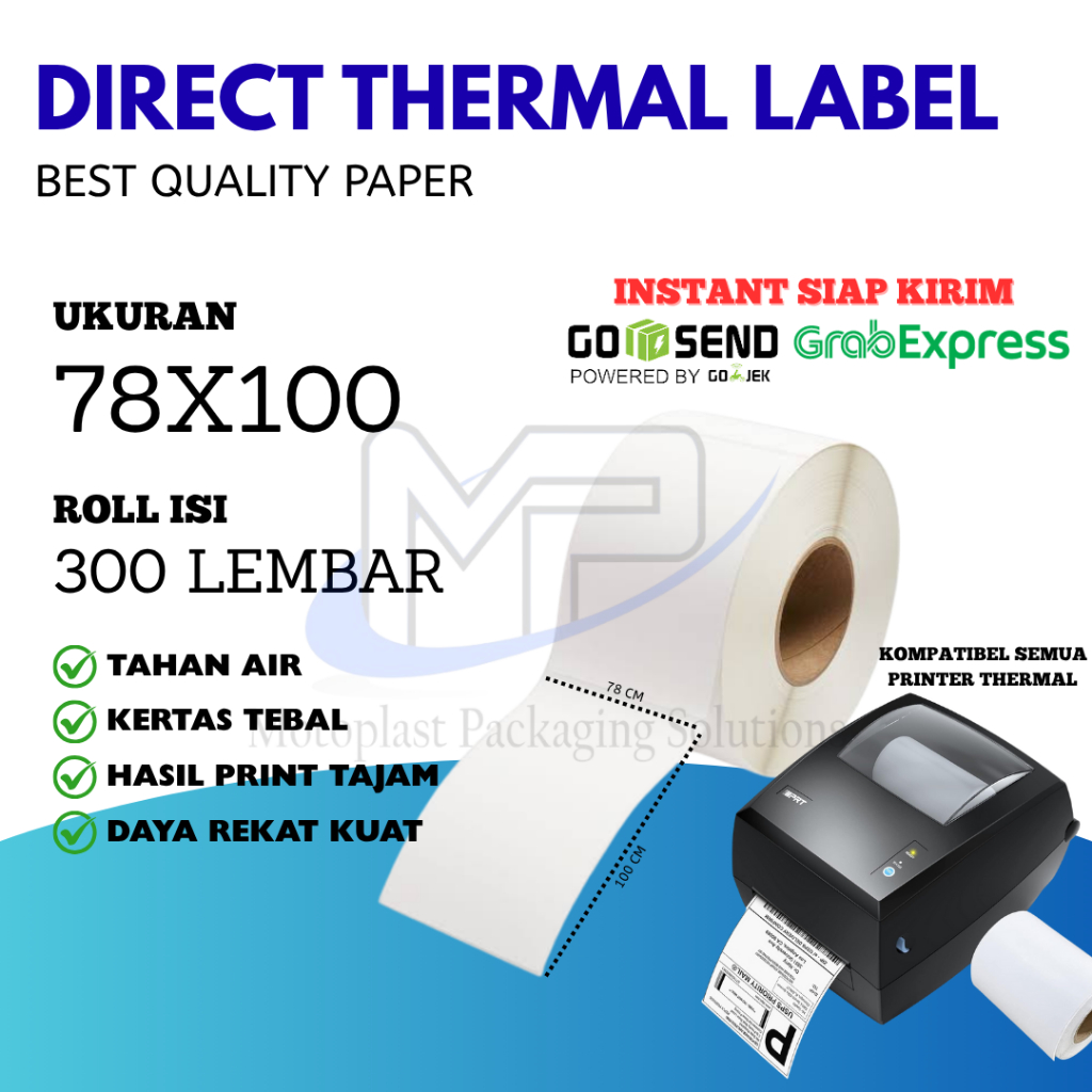 

KERTAS STICKER THERMAL 78x100mm isi 300 LBR | STICKER LABEL THERMAL | LABEL TERMAL | RESI PENGIRIMAN