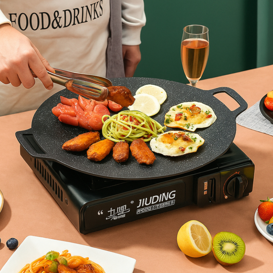 Wajan BBQ Konduksi Anti Lengket | Grill Pan Barbeque 30/34/38 cm Serbaguna