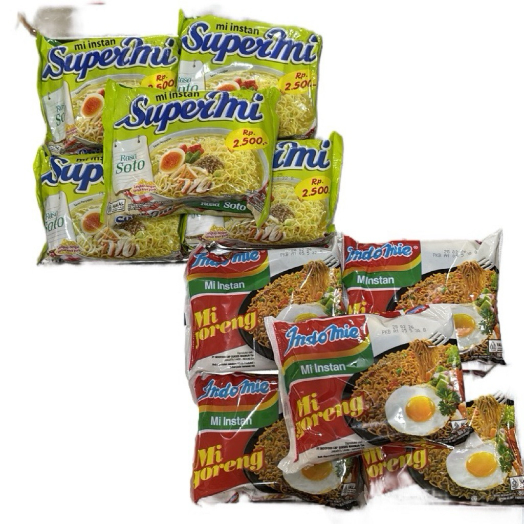 

(C2) Combo Hemat 5bks Supermi Soto & 5bks Indomie Goreng Cabe bubuk