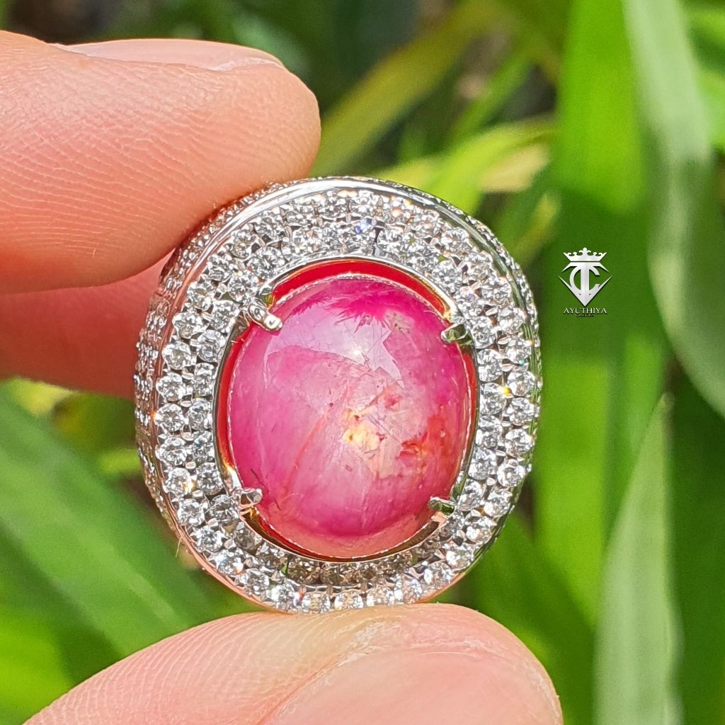 Batu Permata Natural Star Ruby Burma Myanmar 14.04 Ct Hc MRI Lab Memo