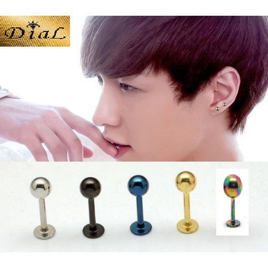 ANTING TINDIK PIERCING BARBEL TELINGA EAR HIDUNG PRIA WANITA TITANIUM bibir lidah pusar stainless