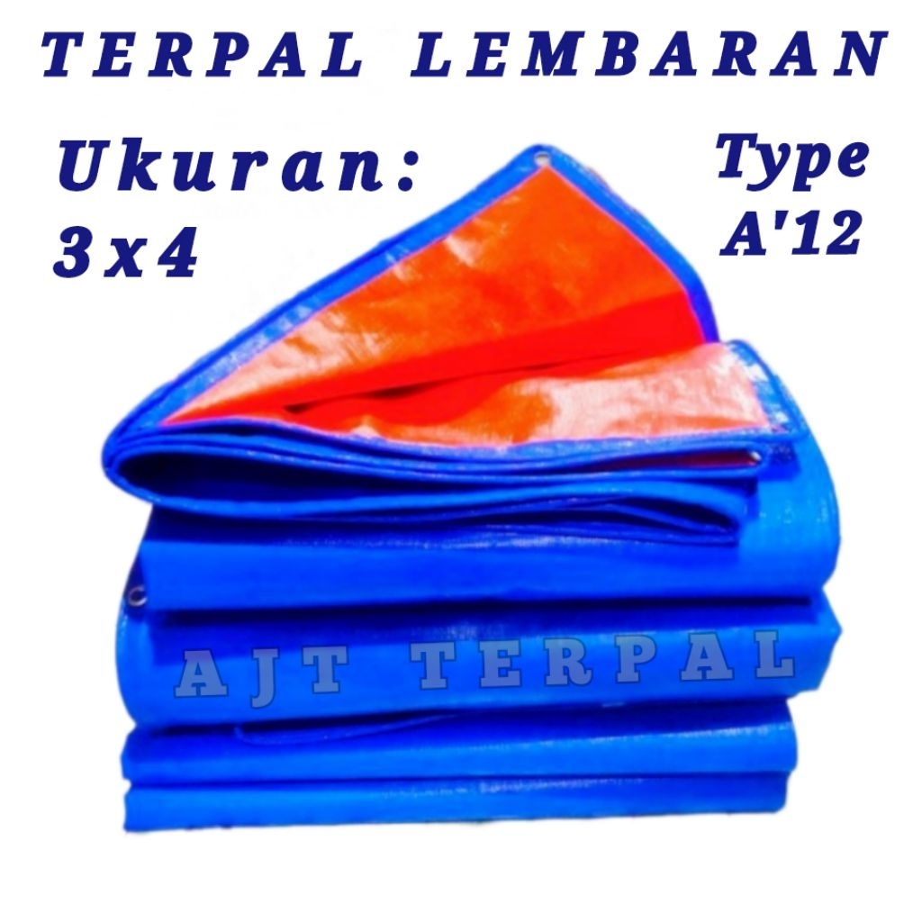 terpal A12 ukuran 3x4 meter biru oren
