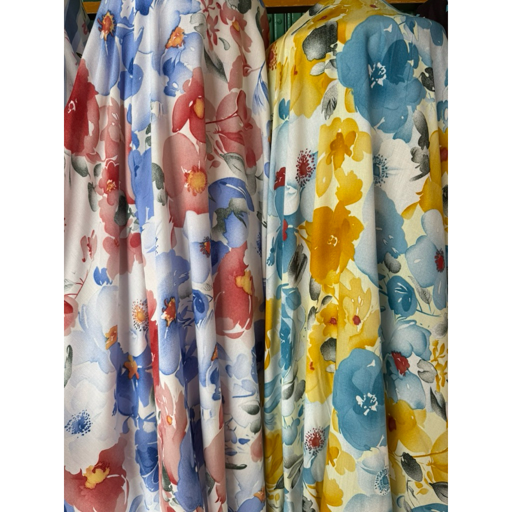kain katun rayon-bahan rayon premium-rayon viscose-motif abstrak mix bunga-kain meteran-kd ryo
