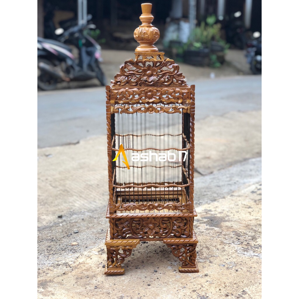 Sangkar Pleci Full Ukir Kayu Jati