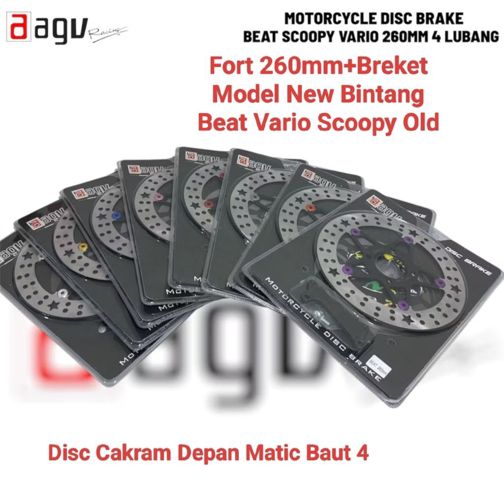 Disc Cakram Depan New Model Bintang AGV Fort 260mm+Breket All Beat All Scoopy old All Vario Baut4 PN