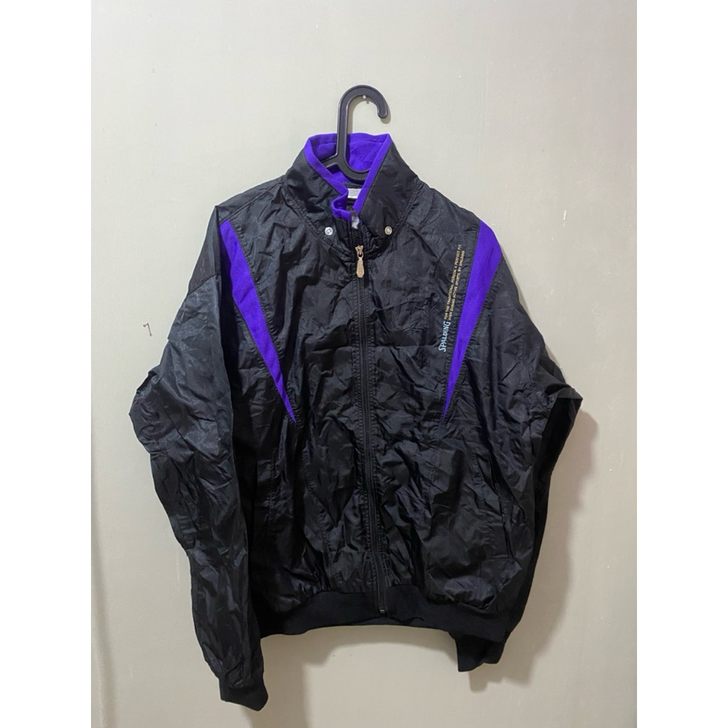 Jaket vintage racing Spalding Sportwear Retro – Hitam Ungu