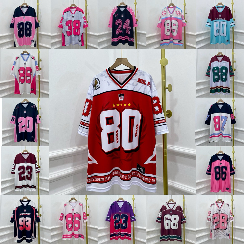 JERSEY ANGKA VINTAGE RUGBY SOCCER OVERSIZE JUMBO XXL COUPLE KELUARGA STREETWEAR RETRO UNISEX VIRAL D