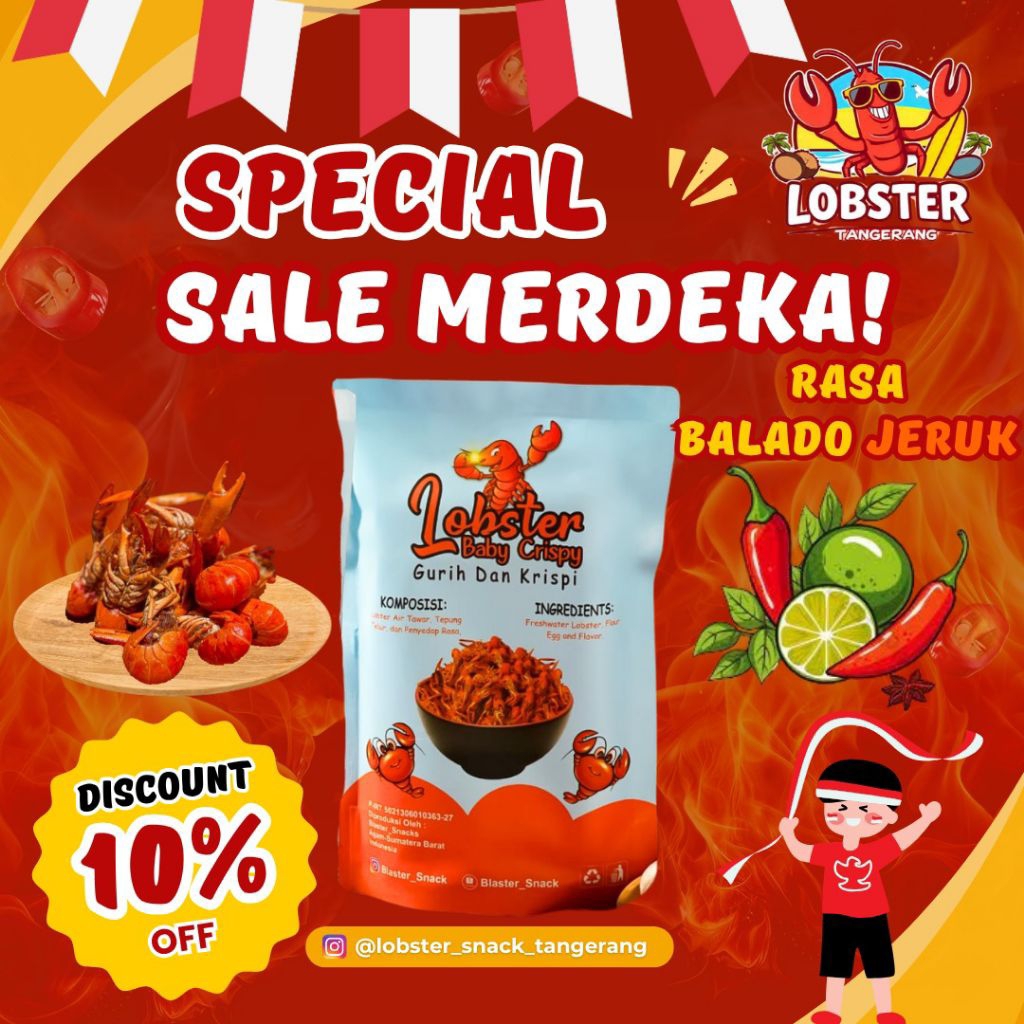 

Lobster Air Tawar Crispy Cemilan 100 Gram Rasa (Balado Jeruk)