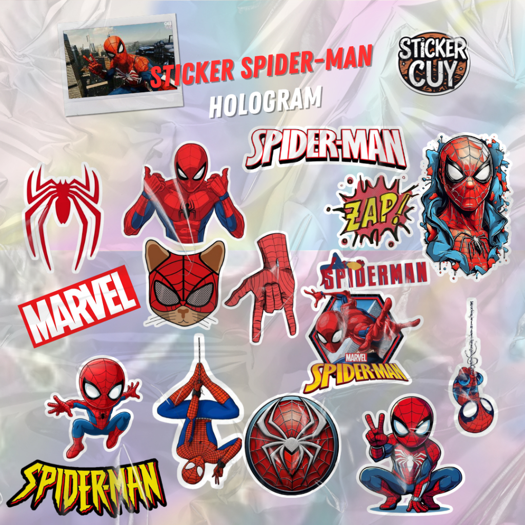

STIKER SPIDERMAN I Stiker Spiderman dengan Bahan Vinyl Hologram Cutting Premium Anti Air Aesthetic
