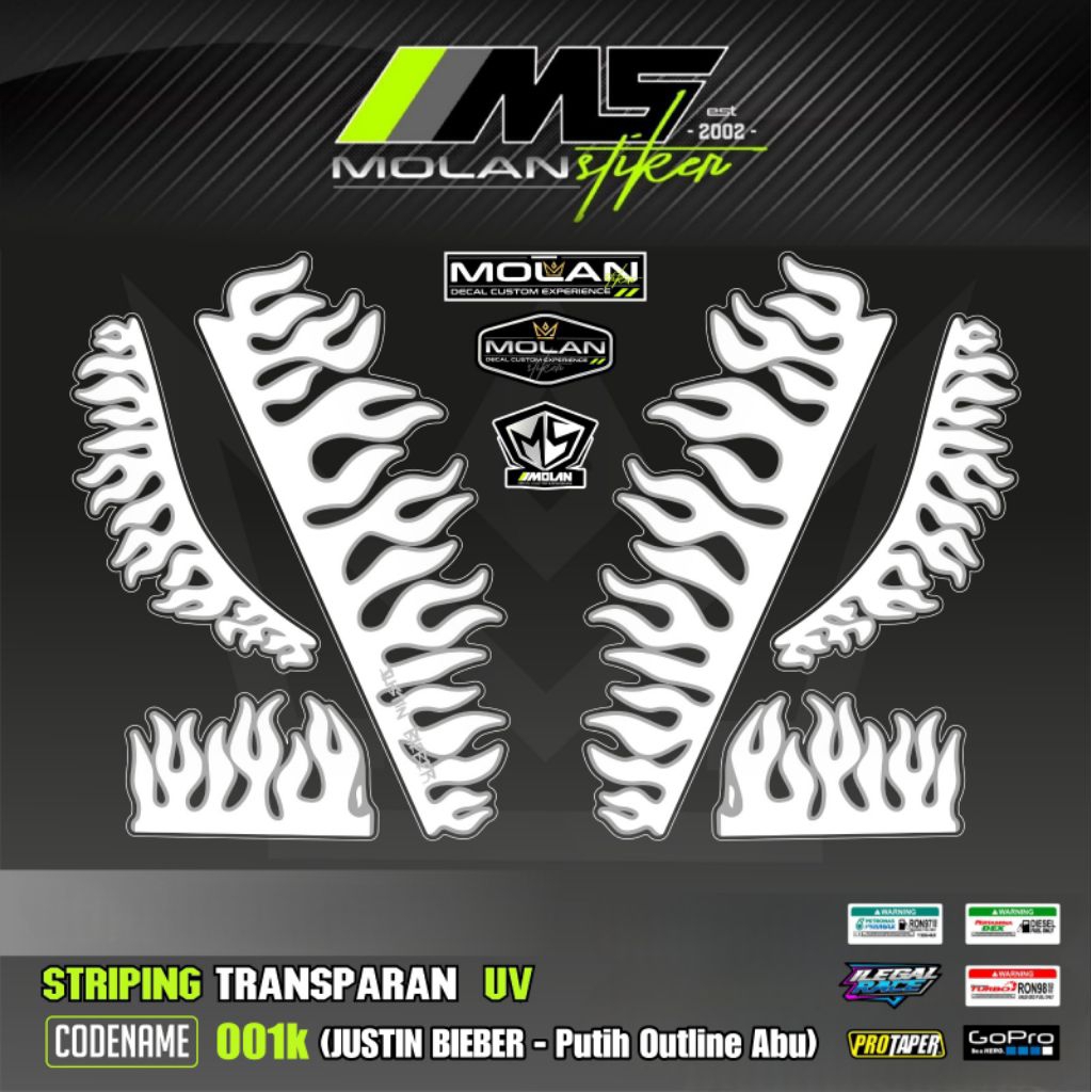 Decal Sticker Striping Variasi Transparan Uv Sepeda Motor Listrik Uwinfly T3 Justin Bieber Uwinfly T
