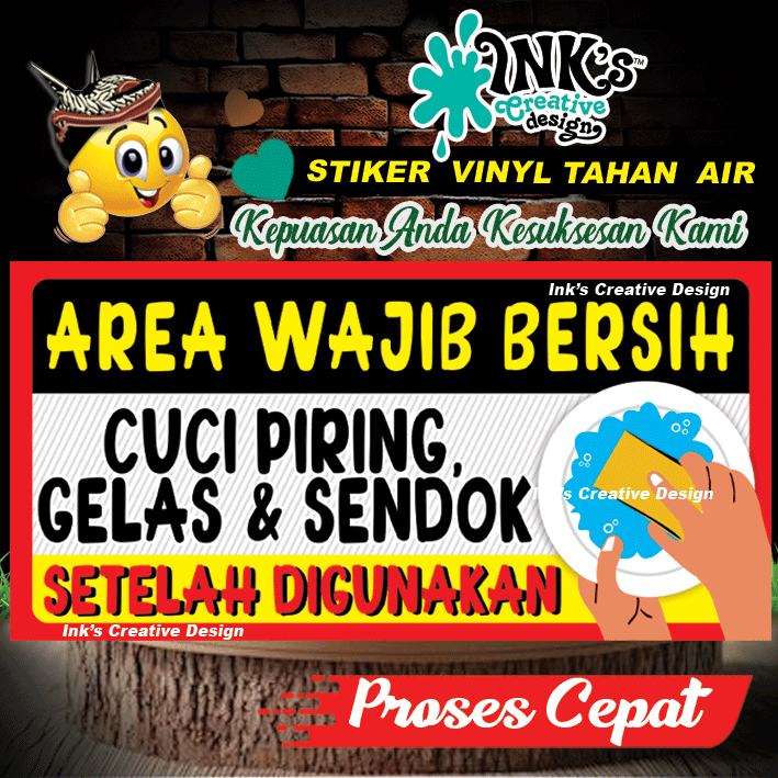 

Stiker Area wajib bersih cuci piring gelas dan sendok setelah digunakan