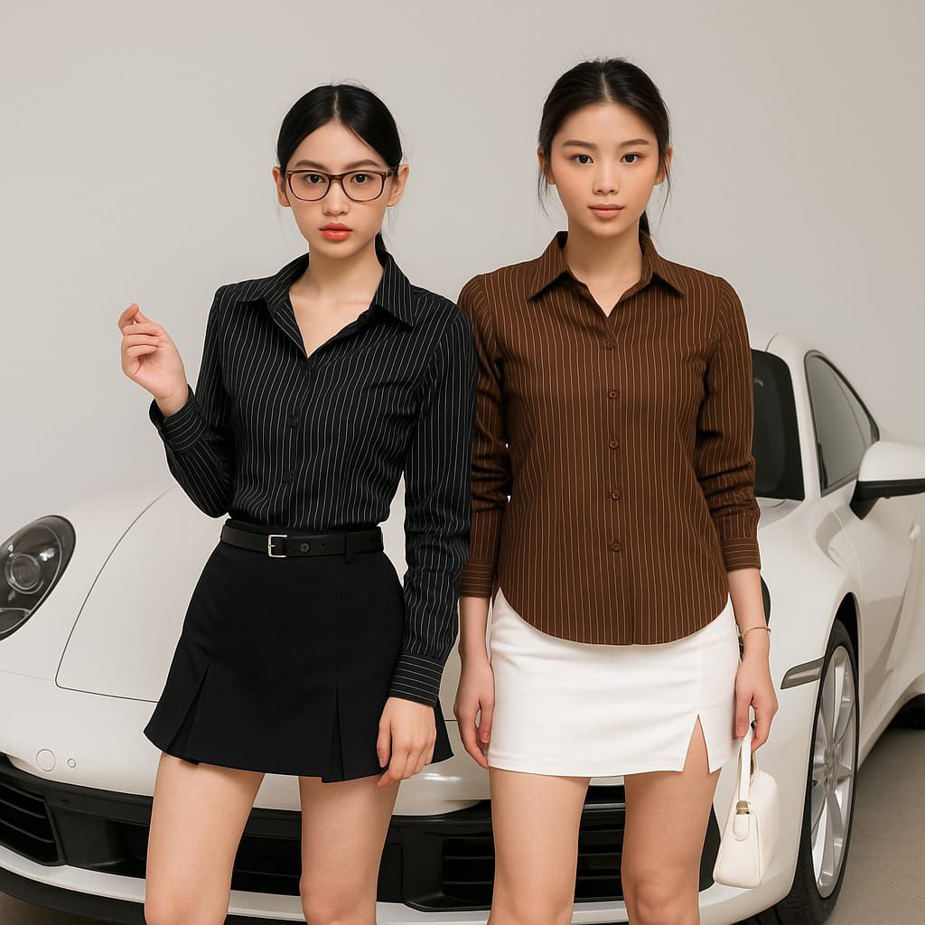 Kemeja Strip Luna Skirt Kemeja Wispie Motif Garis-garis