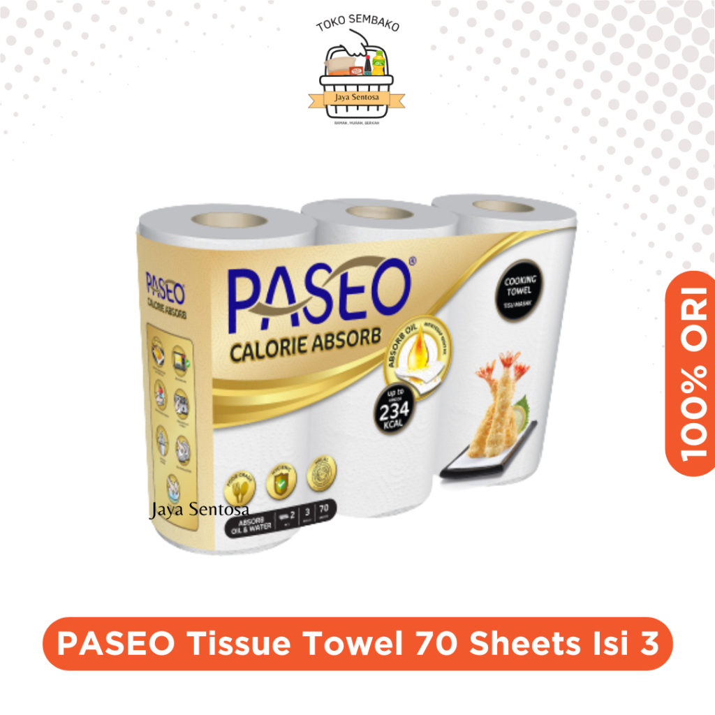 TISU TOILET PASEO 3 ROLL/TISSU DAPUR PASEO 3 ROLLS 2 Ply - Paseo Tisu Dapur Toilet Rol Gulung