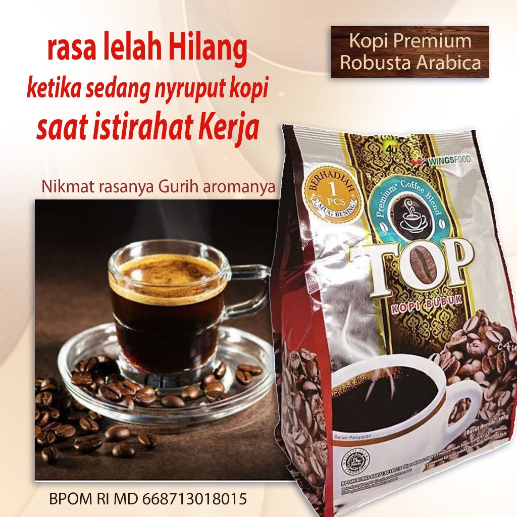 

Best Seller Kopi bubuk murni Premium Aroma Gurih khas Kopi yang sebenarnya rasa nikmat sruputannya menghilangkan rasa lelah ngantuk meningkatkan konsentrasi mengembalikan semangat kerja ~ top coffee murni Premium 350gr