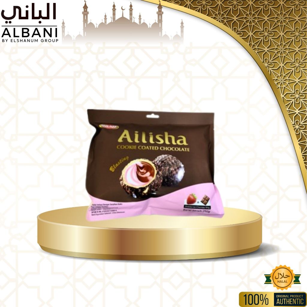 

Ailisha Chocolate 250gr / Cookie Coated Choco / Coklat Dengan Serpihan Kukis / Isi Coklat Strawberry