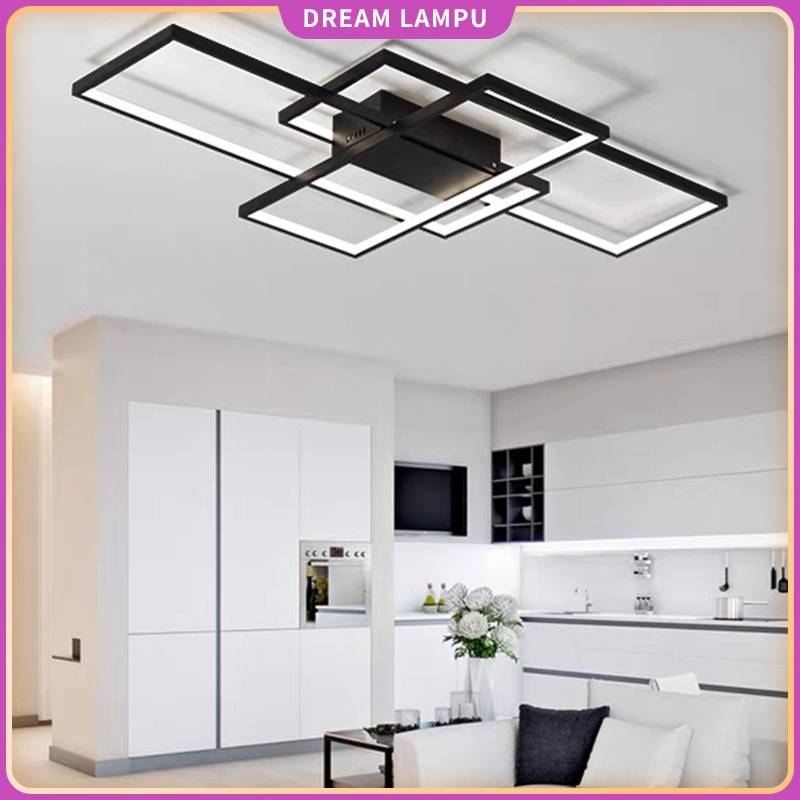 (Remote)Lampu plafon persegi panjang LED ruang tamu/ruang makan/lampu hias kamar tidur 3 warna