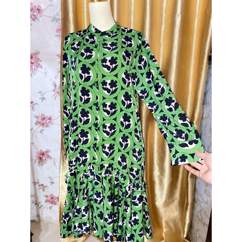 dress tunik wanita batik hijau