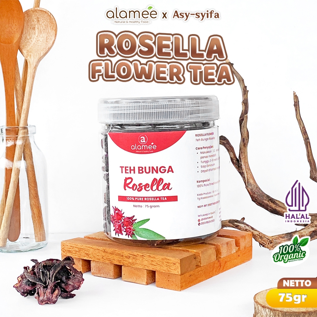 

ALAMEE Teh Bunga Rosella Tea Sehat Organic Organik Herbal Alami Teh Seduh Siap Saji Minum 75gr
