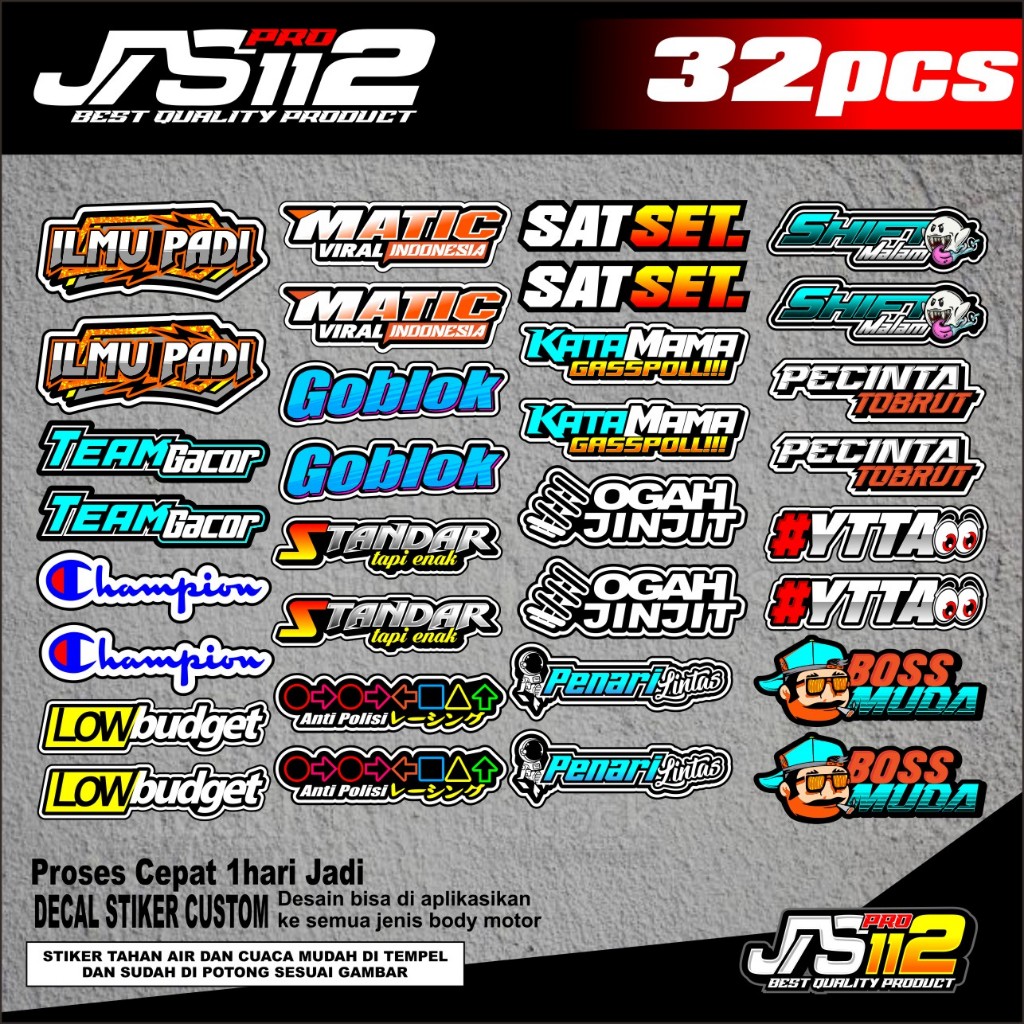 

Stiker pack stiker tempel paket 32pcs stiker universal tahan air tahan badai stiker brand keren
