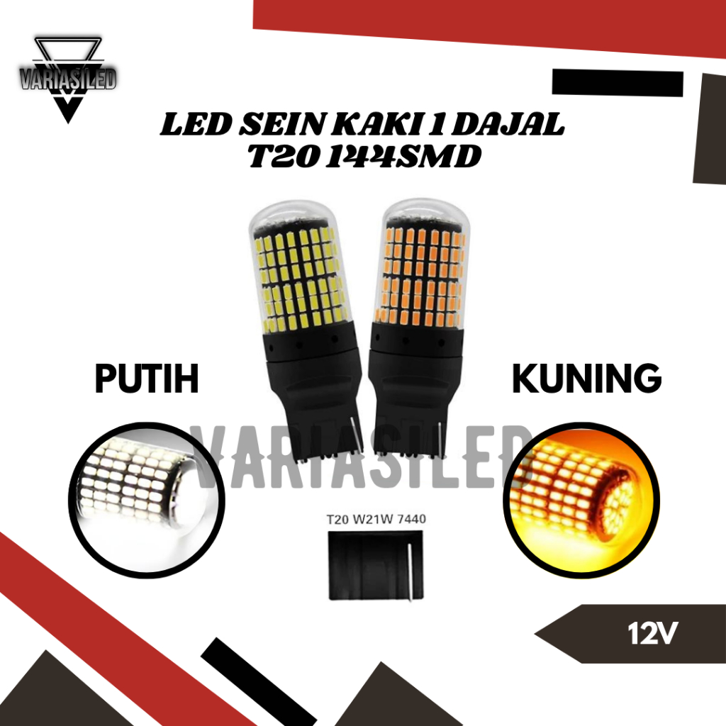 LAMPU LED SEIN T20 KAKI 1 DAJAL 144LED SMD 7440 LAMPU MUNDUR SUPER TERANG
