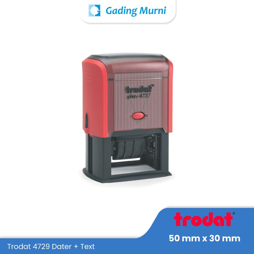 

Stempel Kotak Dater + Text Trodat 4729 dengan tanggal (50x30mm) | Otomatis, Free Desain Logo Nama