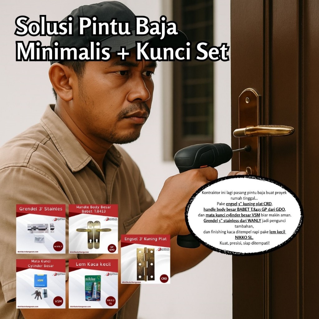 Solusi Pintu Baja Minimalis + Kunci Set
