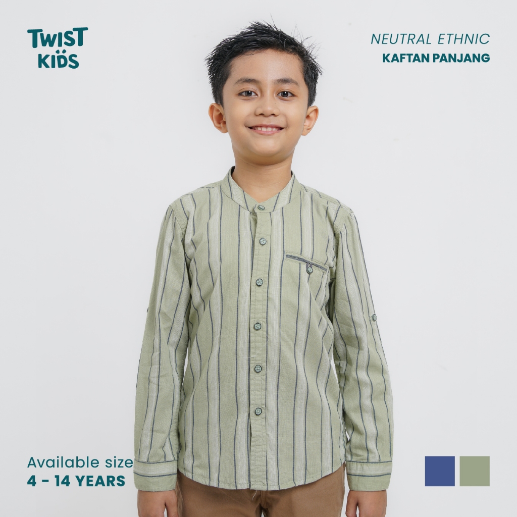 Twist Kids - Hassan C, Neutral Ethnic, Kemeja Koko Baju Lebaran Anak Laki-Laki 2026 Lengan Panjang