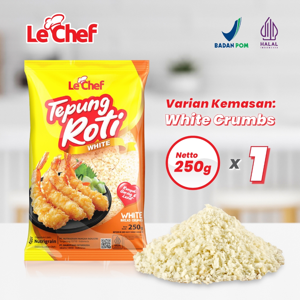 

LE CHEF - Tepung Roti Putih Tampilan Lebih Cerah, Renyahnya Tetap Juara! 250gr