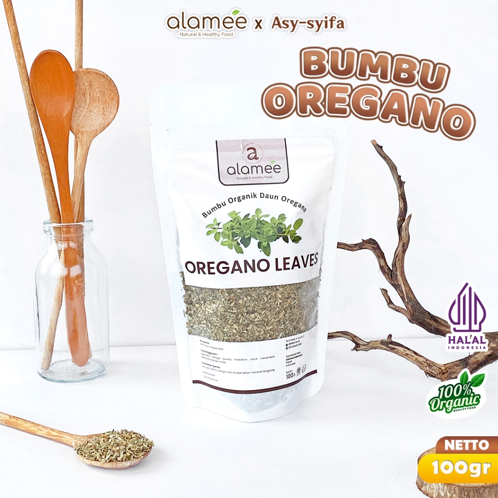 

ALAMEE Oregano Kering Dried Leaves Flakes Garnish Murni Asli Tanpa Campuran Bumbu Masak Dapur 100g