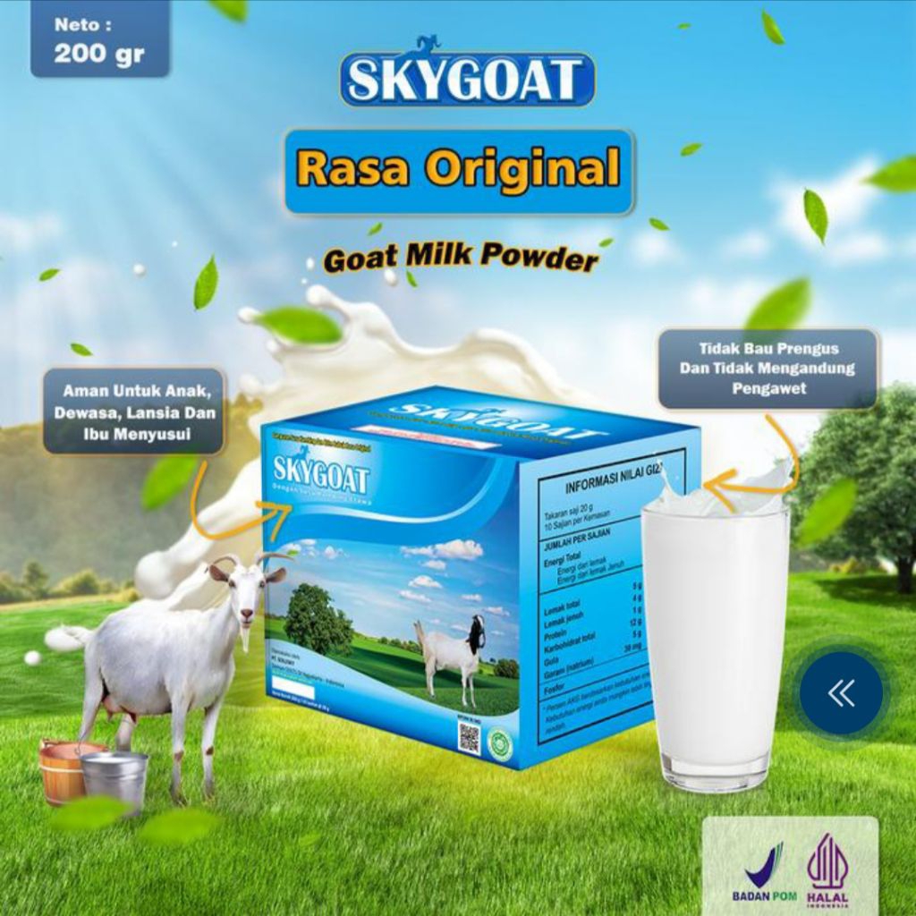 

Susu Kambing Etawa Susu Skygoat Full Cream isi 10 Sachet