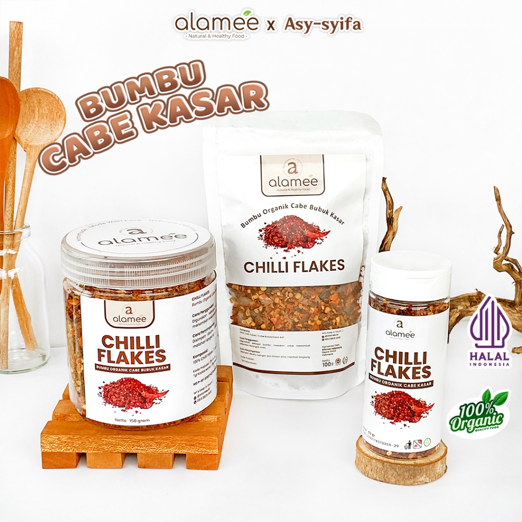 

Cabe Bubuk Kasar Chili Flakes Cabai Bumbu Organik Rimpang Rempah Murni Asli Tanpa Campuran 50 Gr