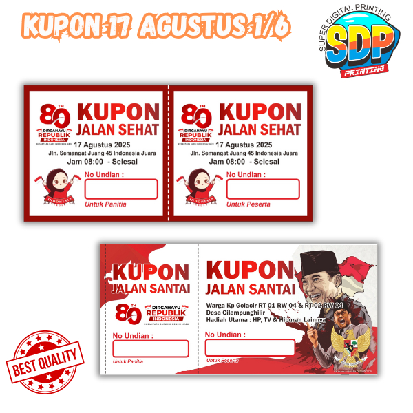 

KUPON 17 AGUSTUS CUSTOM JALAN SANTAI DOORPRIZE GRATIS DESAIN ISI 100 LEMBAR SUPER DIGITAL PRINTING