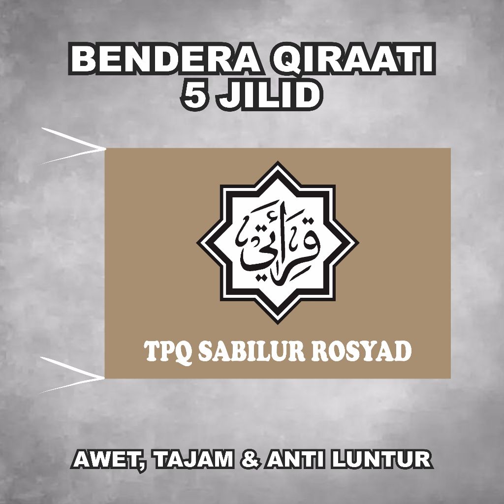 Cetak Bendera Qiraati Qiroati 5 Jilid 6 Jilid – Bahan Kain Printing Awet & Tajam