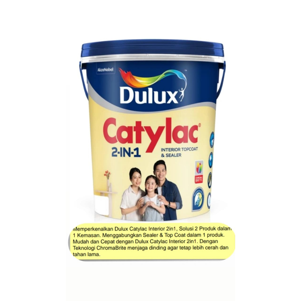 CAT TEMBOK INTERIOR DULUX CATYLAC INTERIOR 2 IN 1 PUTIH 1501 & TINTINNG 5KG