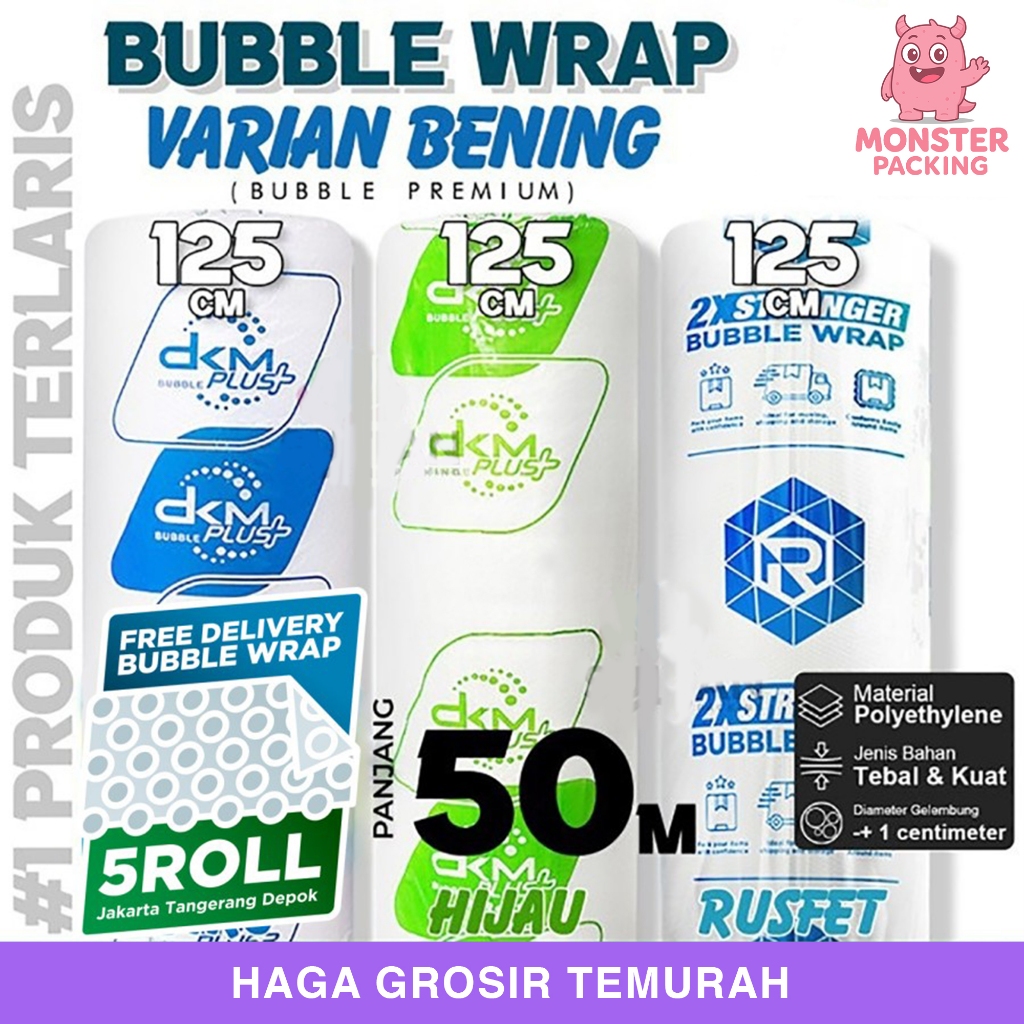 

Bubble Wrap 125cm x 50m VARIAN BENING Bubblewrap TERMURAH / ROLL