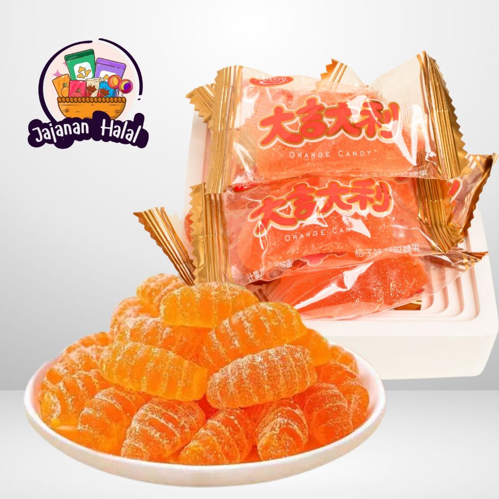 

[ 100% HALAL ] Permen Buah Rasa Jeruk Viral yang nikmat kenyal dan manis Permen lunak Permen viral