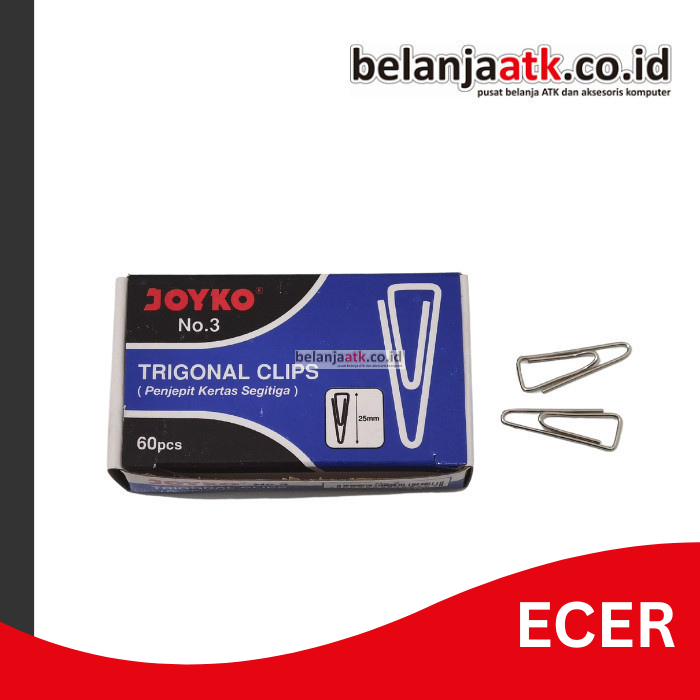 

[ECER] Paper Clip/Klip Tanggung Joyko No. 3 Ukuran 25 mm (Klip Segitiga)