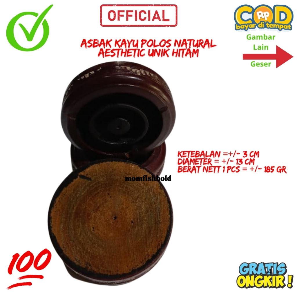 Asbak | Asbak Kayu | Asbak Bulat| Asbak Kayu Hitam