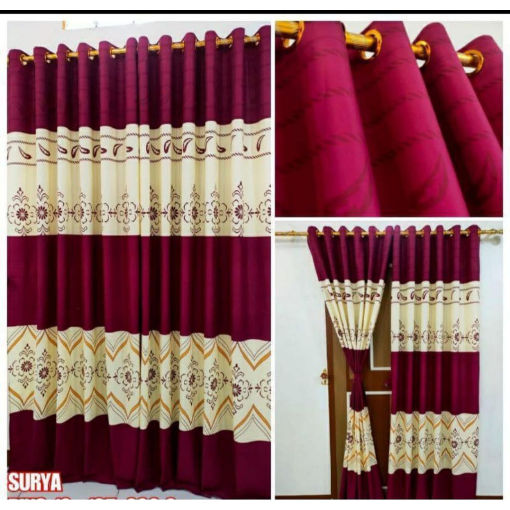 Gorden Jendela Pintu Smokring 12 lubang Motif . Panjang  230cm